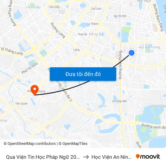 Qua Viện Tin Học Pháp Ngữ 20m - Lê Thanh Nghị to Học Viện An Ninh Nhân Dân map