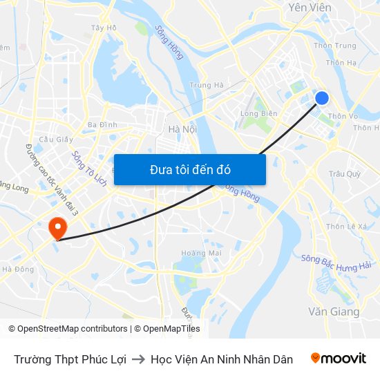 Trường Thpt Phúc Lợi to Học Viện An Ninh Nhân Dân map