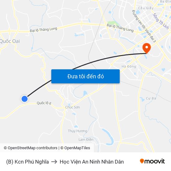 (B) Kcn Phú Nghĩa to Học Viện An Ninh Nhân Dân map