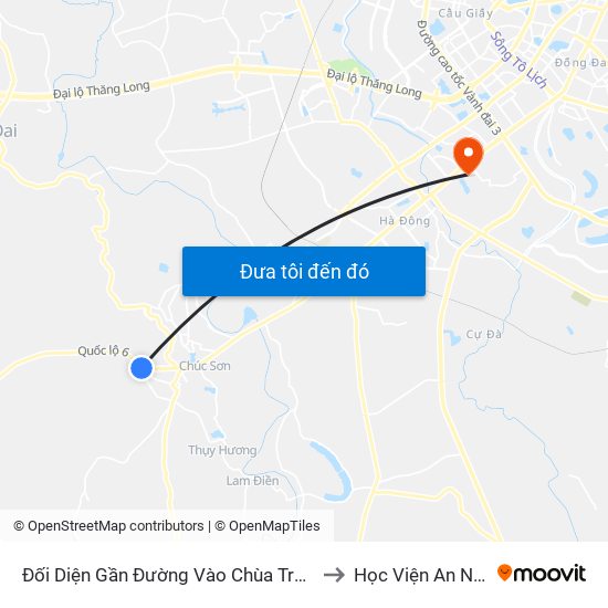 Đối Diện Gần Đường Vào Chùa Trăm Gian 100m - Quốc Lộ 6 to Học Viện An Ninh Nhân Dân map