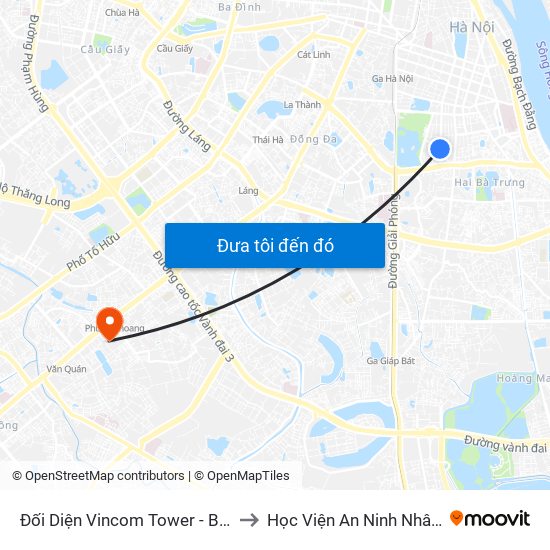 Đối Diện Vincom Tower - Bà Triệu to Học Viện An Ninh Nhân Dân map