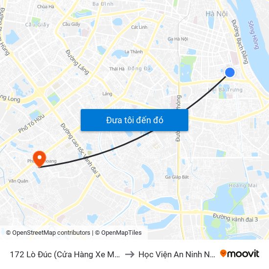 172 Lò Đúc (Cửa Hàng Xe Máy Hon Đa) to Học Viện An Ninh Nhân Dân map