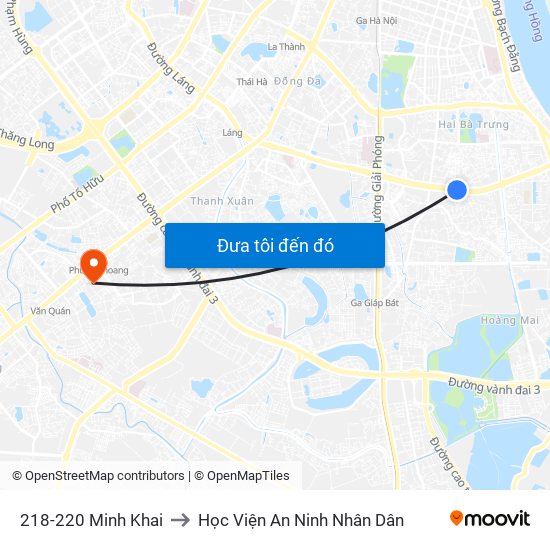218-220 Minh Khai to Học Viện An Ninh Nhân Dân map