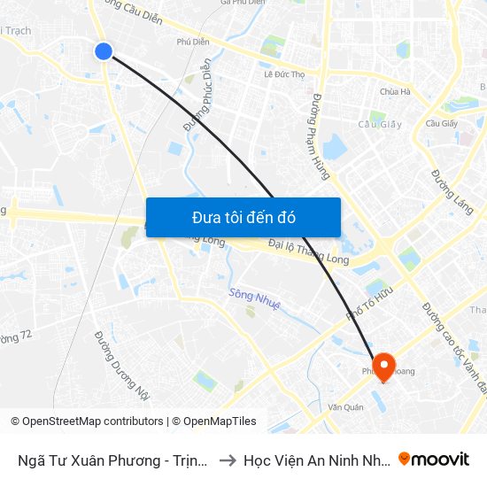 Ngã Tư Xuân Phương - Trịnh Văn Bô to Học Viện An Ninh Nhân Dân map