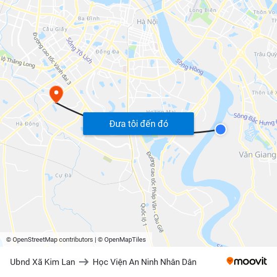 Ubnd Xã Kim Lan to Học Viện An Ninh Nhân Dân map