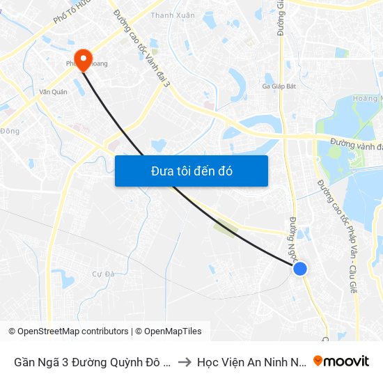 Gần Ngã 3 Đường Quỳnh Đô - Ngọc Hồi to Học Viện An Ninh Nhân Dân map