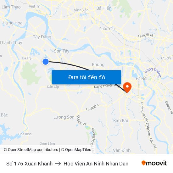 Số 176 Xuân Khanh to Học Viện An Ninh Nhân Dân map