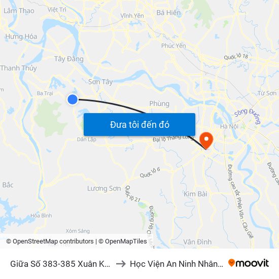 Giữa Số 383-385 Xuân Khanh to Học Viện An Ninh Nhân Dân map