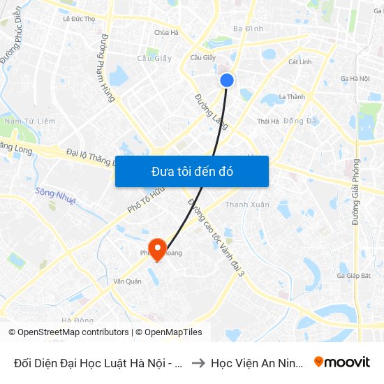 Đối Diện Đại Học Luật Hà Nội - Nguyễn Chí Thanh to Học Viện An Ninh Nhân Dân map