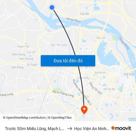 Trước 50m Miếu Lũng, Mạch Lũng Xã Đại Mạch to Học Viện An Ninh Nhân Dân map