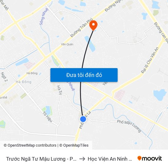 Trước Ngã Tư Mậu Lương - Phúc La 50m to Học Viện An Ninh Nhân Dân map