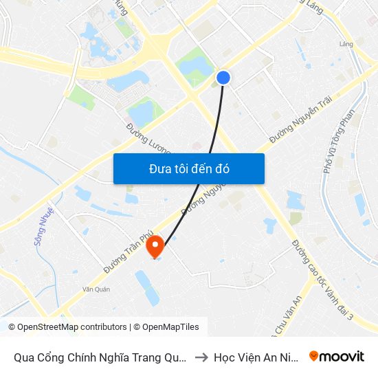 Qua Cổng Chính Nghĩa Trang Quán Dền - Nguyễn Tuân to Học Viện An Ninh Nhân Dân map