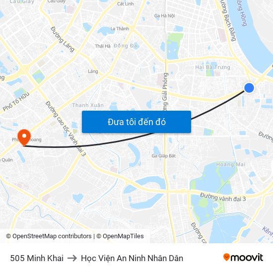 505 Minh Khai to Học Viện An Ninh Nhân Dân map