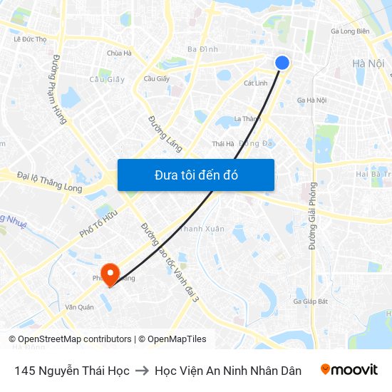 145 Nguyễn Thái Học to Học Viện An Ninh Nhân Dân map