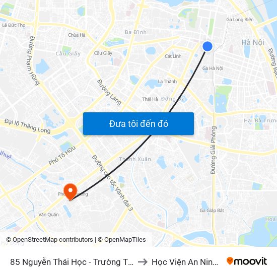 85 Nguyễn Thái Học - Trường Th Lý Thường Kiệt to Học Viện An Ninh Nhân Dân map