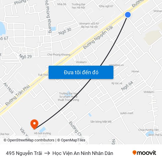 495 Nguyễn Trãi to Học Viện An Ninh Nhân Dân map