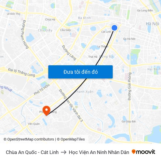 Chùa An Quốc - Cát Linh to Học Viện An Ninh Nhân Dân map