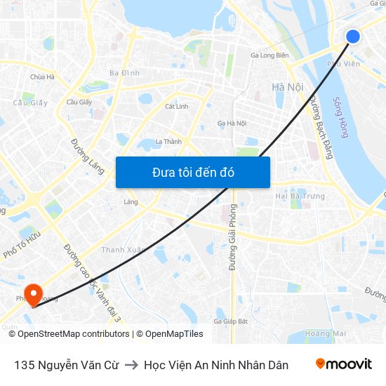 135 Nguyễn Văn Cừ to Học Viện An Ninh Nhân Dân map