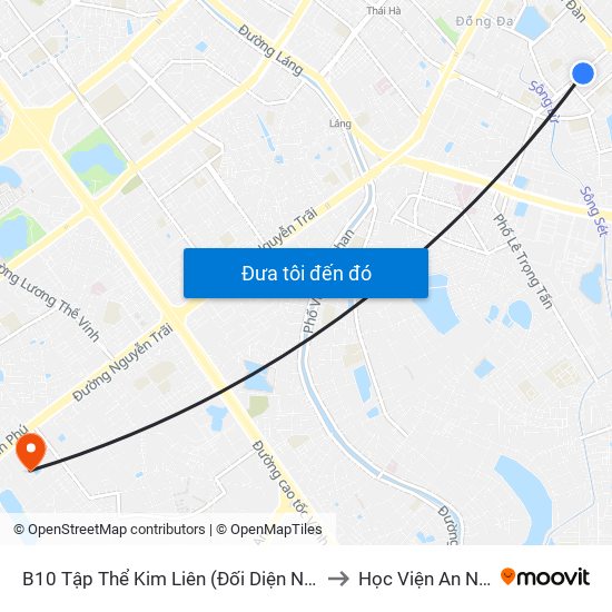 B10 Tập Thể Kim Liên (Đối Diện Ngõ 46b Phạm Ngọc Thạch) to Học Viện An Ninh Nhân Dân map