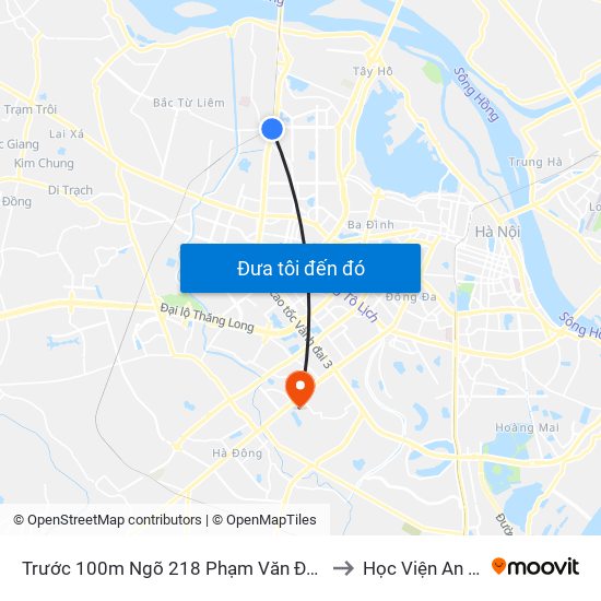 Trước 100m Ngõ 218 Phạm Văn Đồng (Đối Diện Công Viên Hòa Bình) to Học Viện An Ninh Nhân Dân map