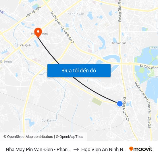 Nhà Máy Pin Văn Điển - Phan Trọng Tuệ to Học Viện An Ninh Nhân Dân map