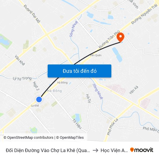 Đối Diện Đường Vào Chợ La Khê (Qua Ga Metro La Khê) - 405 Quang Trung (Hà Đông) to Học Viện An Ninh Nhân Dân map