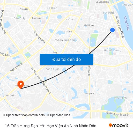 16 Trần Hưng Đạo to Học Viện An Ninh Nhân Dân map