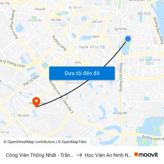 Công Viên Thống Nhất - Trần Nhân Tông to Học Viện An Ninh Nhân Dân map