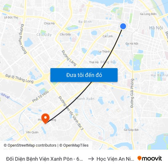 Đối Diện Bệnh Viện Xanh Pôn - 60 Trần Phú (Bộ Tư Pháp) to Học Viện An Ninh Nhân Dân map