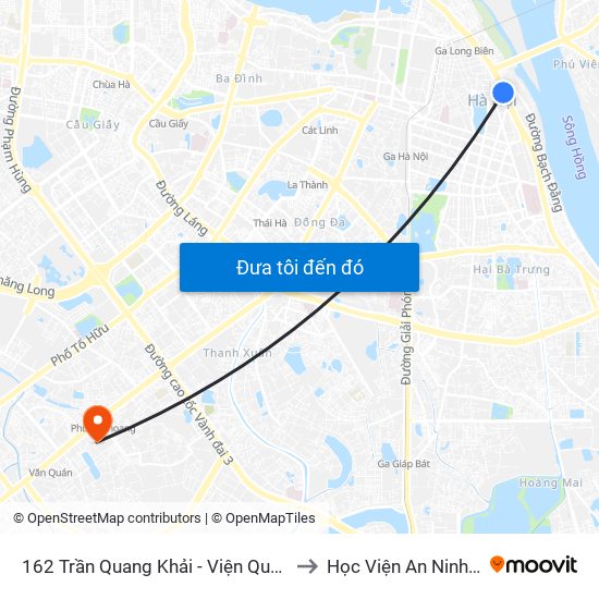 162 Trần Quang Khải - Viện Quy Hoạch Thủy Lợi to Học Viện An Ninh Nhân Dân map