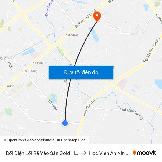 Đối Diện Lối Rẽ Vào Sân Gold Hà Đông - Văn Phú to Học Viện An Ninh Nhân Dân map