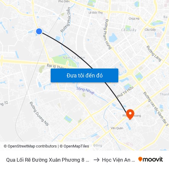 Qua Lối Rẽ Đường Xuân Phương 8 15m (Đường Nội Bộ Kđt Vân Canh) to Học Viện An Ninh Nhân Dân map