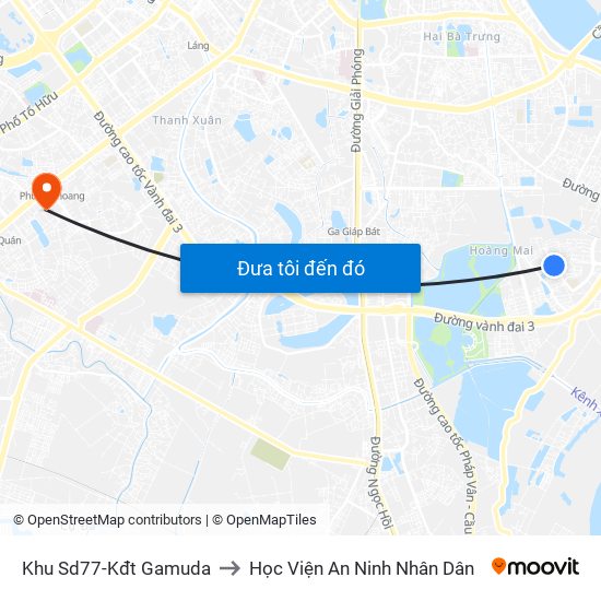 Khu Sd77-Kđt Gamuda to Học Viện An Ninh Nhân Dân map