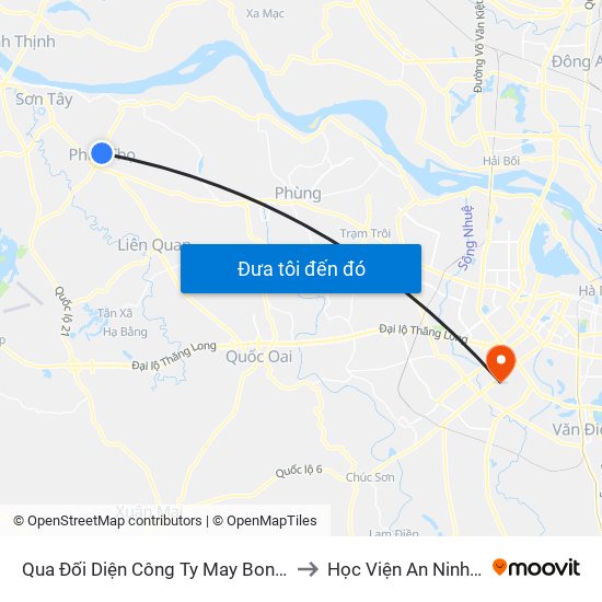 Qua Đối Diện Công Ty May Bona Việt Nam 15m to Học Viện An Ninh Nhân Dân map