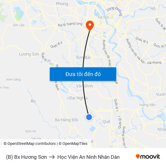 (B) Bx Hương Sơn to Học Viện An Ninh Nhân Dân map