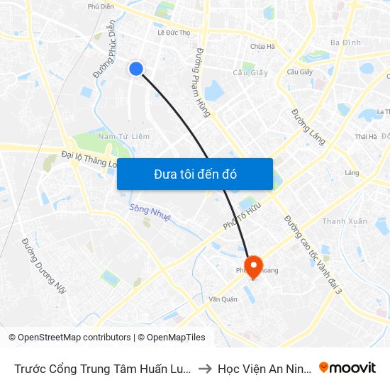 Trước Cổng Trung Tâm Huấn Luyện Và Thi Đấu Tdtt to Học Viện An Ninh Nhân Dân map