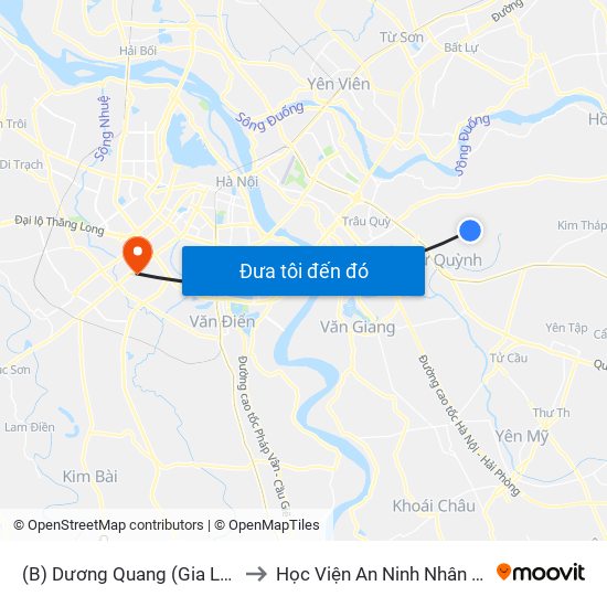 (B) Dương Quang (Gia Lâm) to Học Viện An Ninh Nhân Dân map