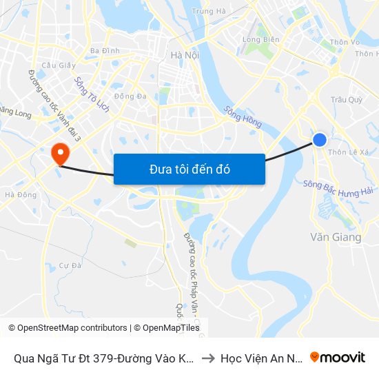 Qua Ngã Tư Đt 379-Đường Vào Kđt Vinhomes Khoảng 50m to Học Viện An Ninh Nhân Dân map