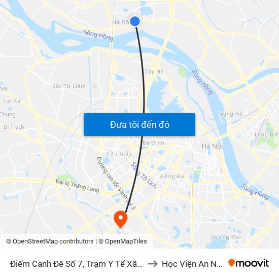 Điếm Canh Đê Số 7, Trạm Y Tế Xã Hải Bối-Đê Tả Sông Hồng to Học Viện An Ninh Nhân Dân map