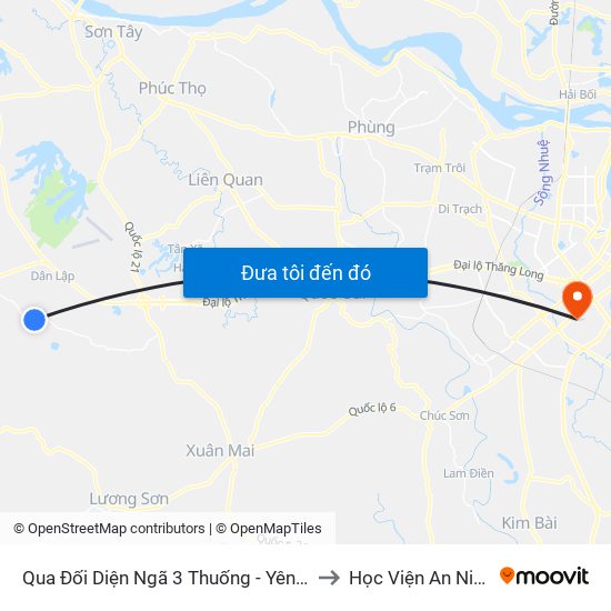 Qua Đối Diện Ngã 3 Thuống - Yên Bình - Thạch Thất 30m to Học Viện An Ninh Nhân Dân map