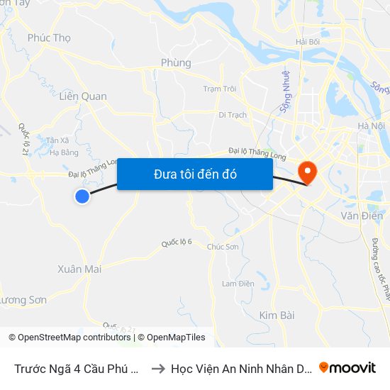 Trước Ngã 4 Cầu Phú Cát to Học Viện An Ninh Nhân Dân map