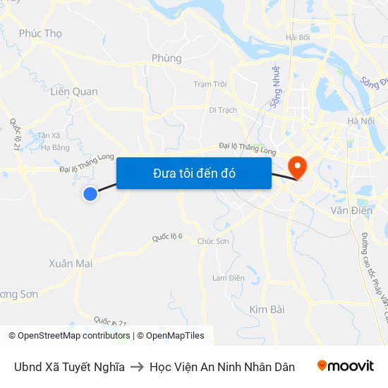 Ubnd Xã Tuyết Nghĩa to Học Viện An Ninh Nhân Dân map