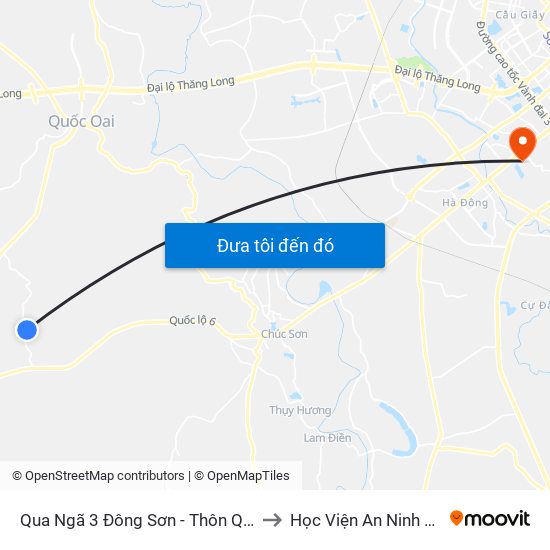 Qua Ngã 3 Đông Sơn - Thôn Quyết Thượng to Học Viện An Ninh Nhân Dân map