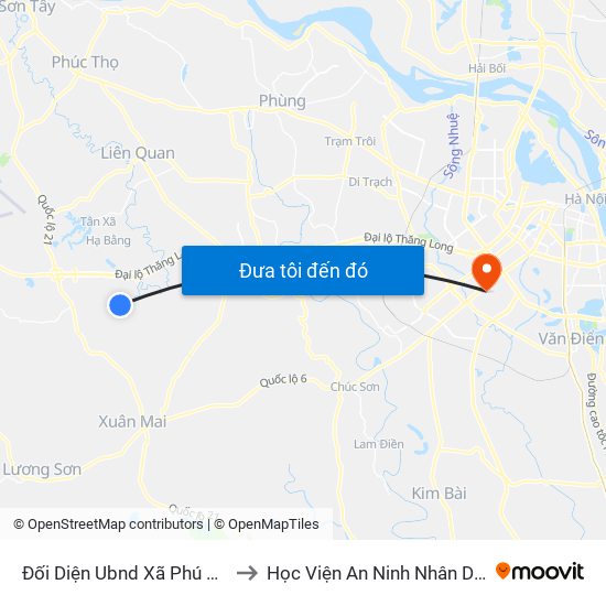 Đối Diện Ubnd Xã Phú Cát to Học Viện An Ninh Nhân Dân map