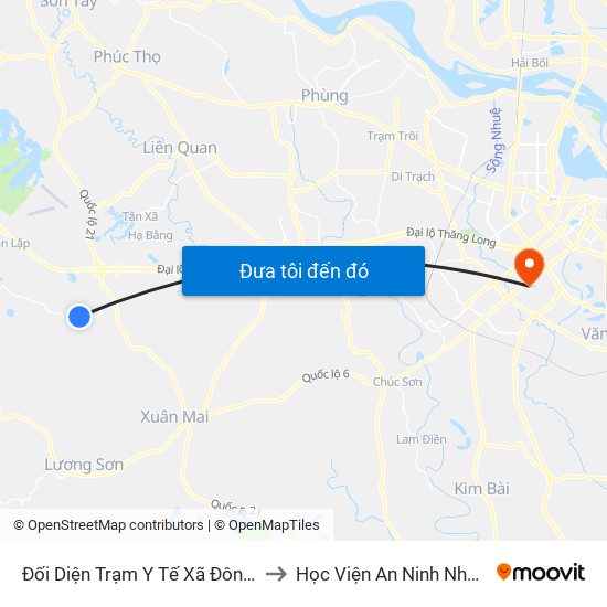 Đối Diện Trạm Y Tế Xã Đông Xuân to Học Viện An Ninh Nhân Dân map