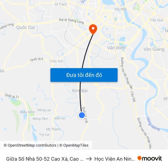 Giữa Số Nhà 50-52 Cao Xá, Cao Dương - Tỉnh Lộ 429 to Học Viện An Ninh Nhân Dân map