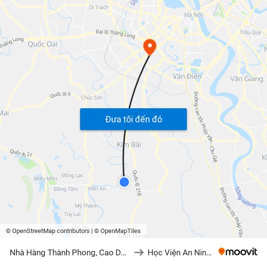 Nhà Hàng Thành Phong, Cao Dương - Tỉnh Lộ 429 to Học Viện An Ninh Nhân Dân map