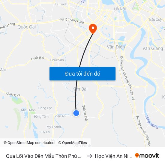 Qua Lối Vào Đền Mẫu Thôn Phú Khang 80m - Tỉnh Lộ 429 to Học Viện An Ninh Nhân Dân map