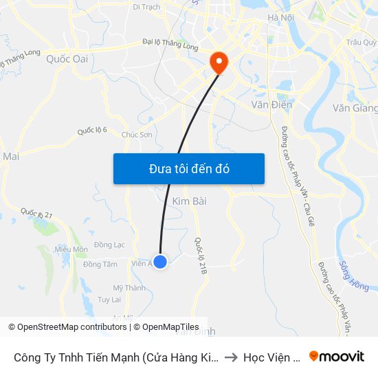 Công Ty Tnhh Tiến Mạnh (Cửa Hàng Kinh Doanh Tôn Tấm Lợp) Thôn Viên Ngoại - Tỉnh Lộ 429 to Học Viện An Ninh Nhân Dân map