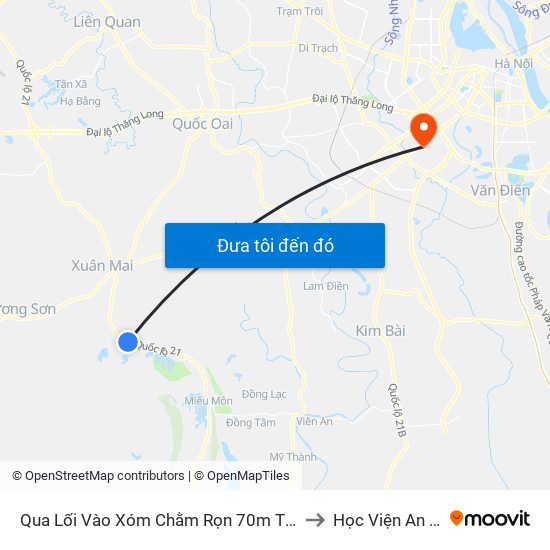 Qua Lối Vào Xóm Chằm Rọn 70m Thôn Nam Sơn - Đường Hồ Chí Minh to Học Viện An Ninh Nhân Dân map